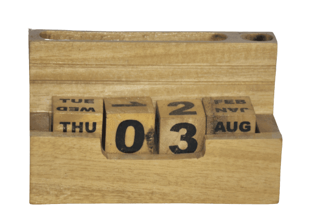 Wooden calendar pen stand
