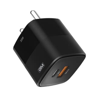 GM G+ 33W Fast Charging Mobile Adapter with GaN Technology | Dual-Port Type A and Type C Adaptor | Travel Charger for Apple iPhones, Smart Watch, Android Phone, and Other Devices (Black) GM G+ 33W Fast Charging Mobile Adapter with GaN Technology | Dual-P