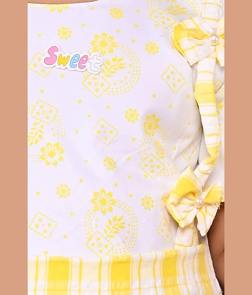 M.MONGELA DRESSES Cotton Blend Dress For Girls ( Pack of 1 , Yellow ) view 2