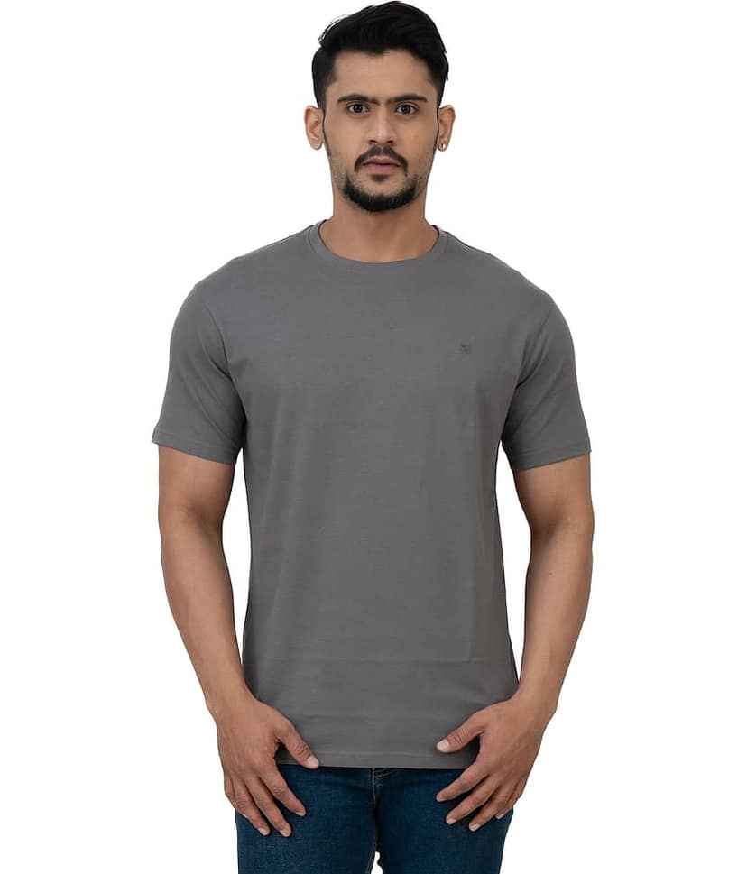 Cotstyle Pack of 1 Cotton Regular Fit Men's T-Shirt ( Grey ) view 2