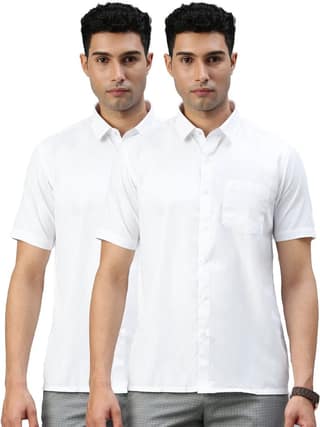 Mens Cotton White Shirt Half Sleeves Wewin New (2 Pcs Pack)