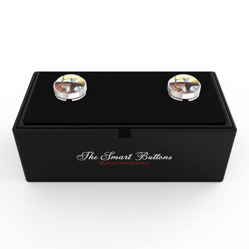 The Smart Buttons - Shirt Button Cover Cufflinks for Men - The Persistence of Memory Inspired by Salvador Dal� view 3