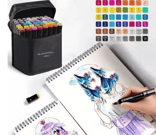 48 Pcs Dual Tip Markers Set with Carry Case – Multicolor Sketch Pens for Kids & Adults
