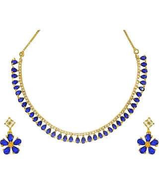 Jewar Mandi - White Brass Necklace Set ( Pack of 1 )