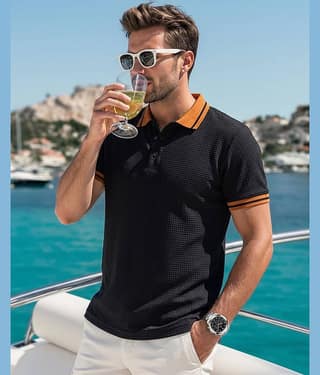 AUSK Men Cotton Blend Regular Fit Solid Polo T Shirt ( Beige )