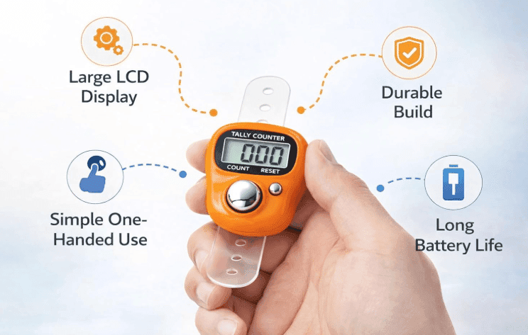 5-Digit Digital Tally Counter Finger Ring Clicker with LCD Display & Reset Button – Handheld Counting Machine for Tasbih, Prayer, Jap, Sports & Inventory Counting Pack Of 3 view 3