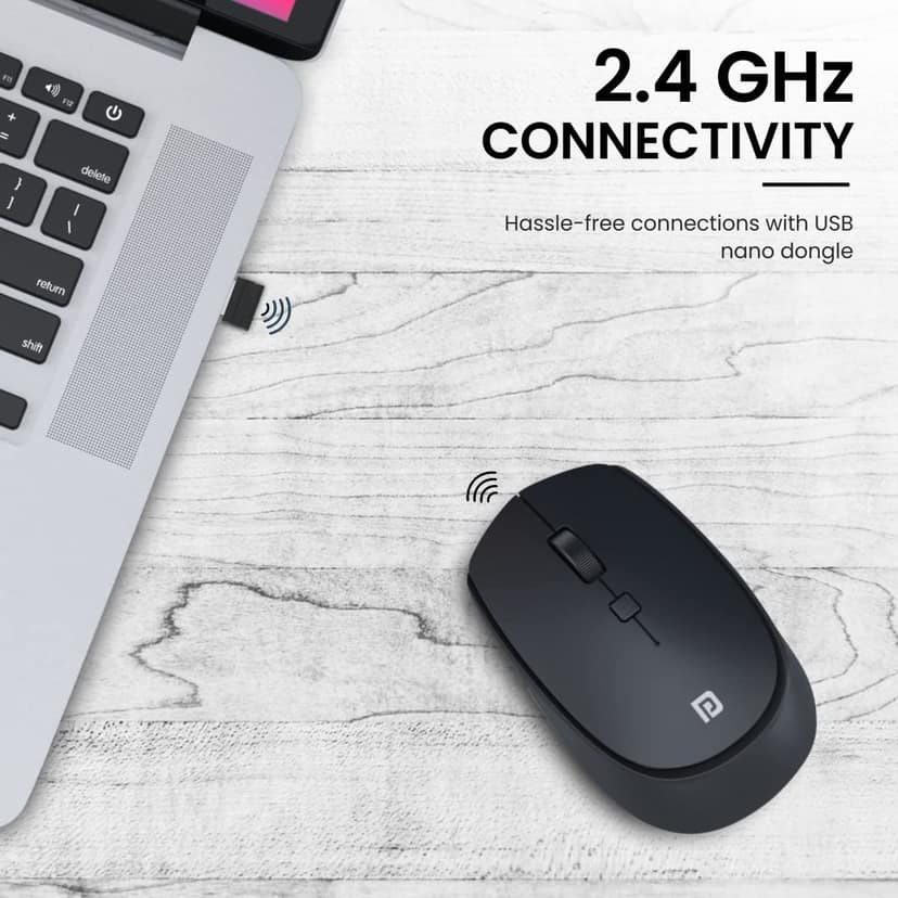 Portronics Toad 23 Wireless Optical Mouse with 2.4GHz, USB Nano Dongle, Optical Orientation, Click Wheel, Adjustable DPI(Black) view 3