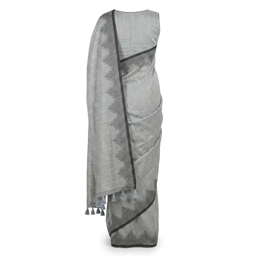 Light Grey Sambalpuri Saree view 2