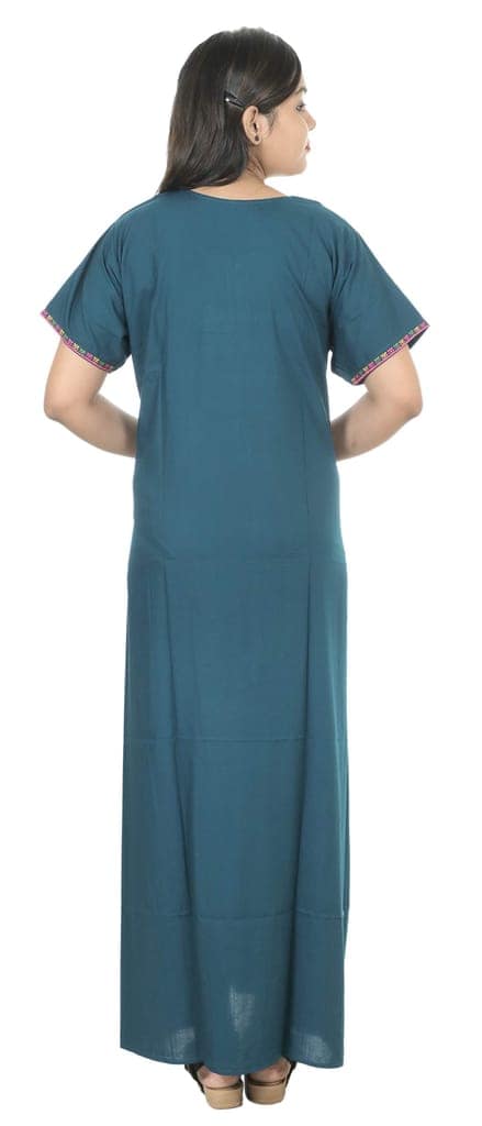 VALENCIA SLEEPWEAR Dimond Shap Embroidery Gown Maxi Nightwear Nighty Lizzy Bizzy Soft Fabric view 10