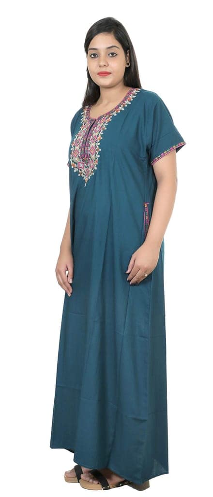 VALENCIA SLEEPWEAR Dimond Shap Embroidery Gown Maxi Nightwear Nighty Lizzy Bizzy Soft Fabric view 9