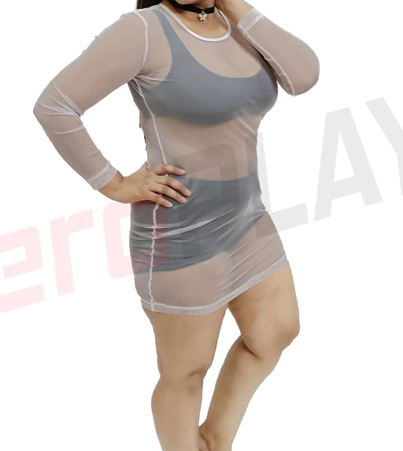 Casual, Club and Beach Wear See Through White Fitted Mini Bodycon view 4