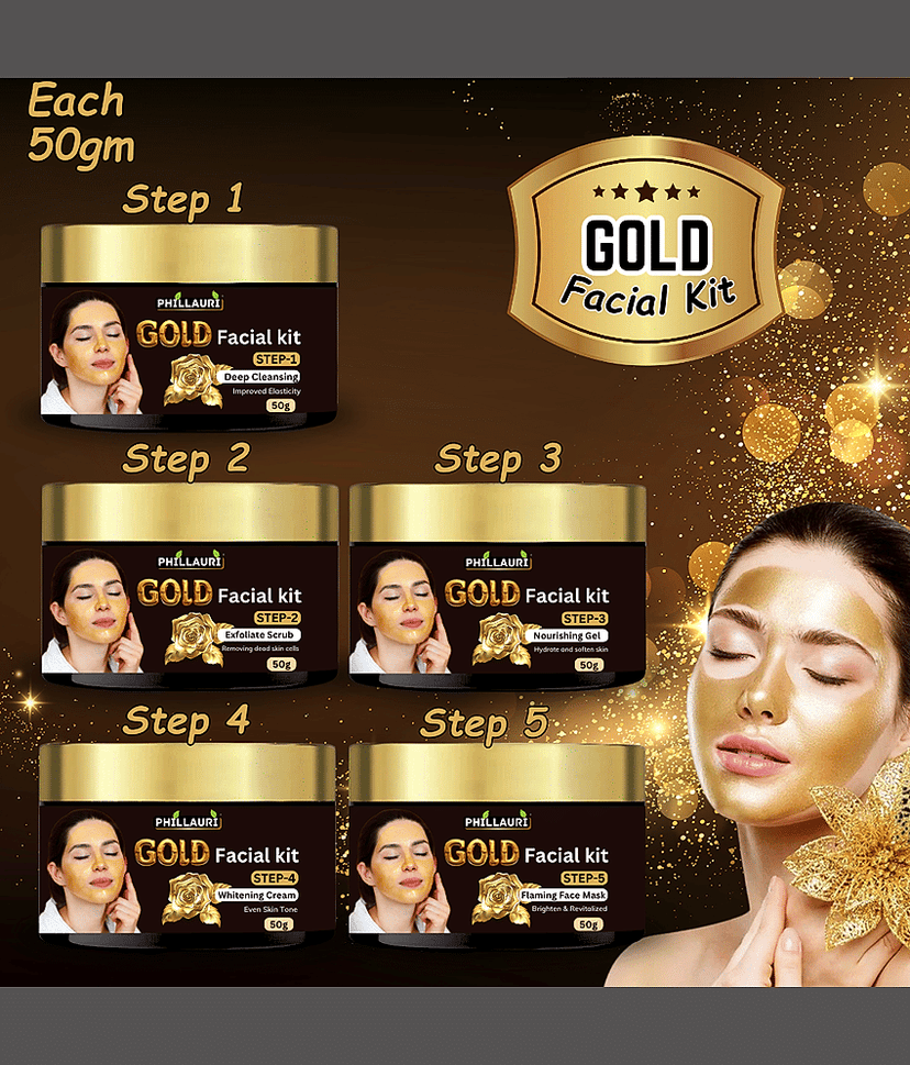 Phillauri Facial kit 3 Times Use Facial Kit For All Skin Type Gold 100 ( Pack of 1 )