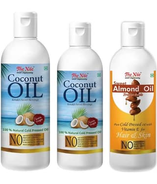 The Nile Coconut 150 ML + Coconut Oil 100 ML + Almond Oil 100 Ml 350 mL Pack of 3