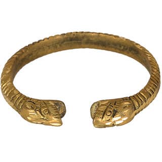 KESAR ZEMS PURE BRASS KADA Lion Face Wrist Band For Unisex Diameter 5.6 CM Golden.