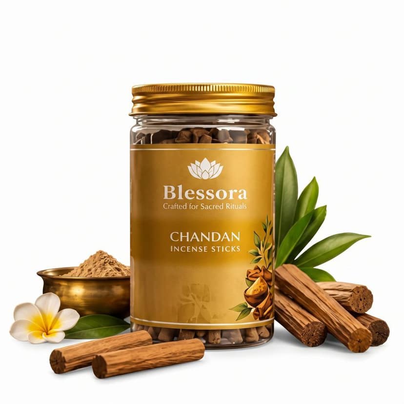 Incense Sticks - Chandan Bambooless Smokeless Agarbatti for Pooja Meditation & Home Fragrance (45 Sticks) view 2