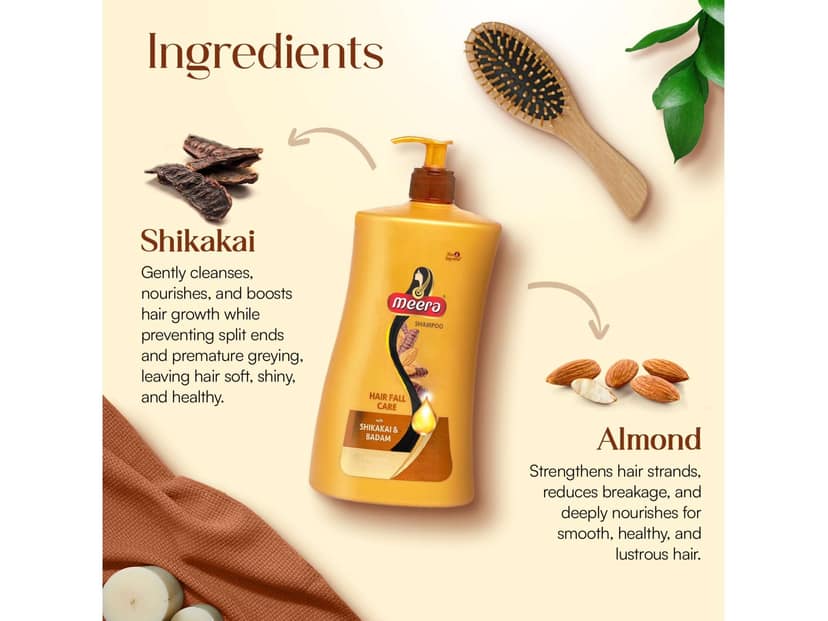 Meera Hairfall Care Shampoo, Goodness Of Badam & Shikakai, For Strong & Healthy Hair, For Men And Women, Paraben Free, 1 Litre view 2