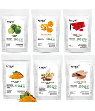Keegan Natural Lemon Peel Powder,Orange Peel Powder,Rose Petal Powder,Kasturi Haldi Powder,Multani Mitti Powder,Sandalwood Powder Combo For Face & Skin Care | Each 50gram(300g)