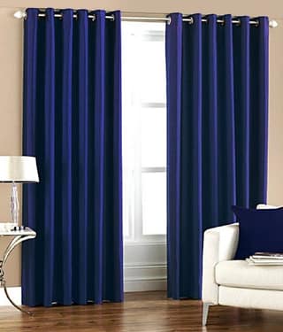 N2C Home Solid Semi-Transparent Eyelet Curtain 5 ft ( Pack of 2 ) - Blue