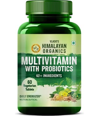 Vlado's Himalayan Organics Multivitamin Veg Tablets + Probiotics Bone, Gut, Immunity & Energy 60 No.s