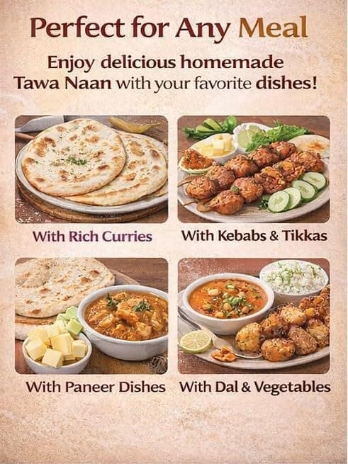 GM Foods Tawa Naan Flour Instant Mix 400g (Pack of 5) | Soft & Fluffy Indian Flatbread Mix for Stovetop Cooking | Easy to Knead | Homemade Naan Without Tandoor | For Curry, Wraps & Daily Meals | No Preservatives view 6
