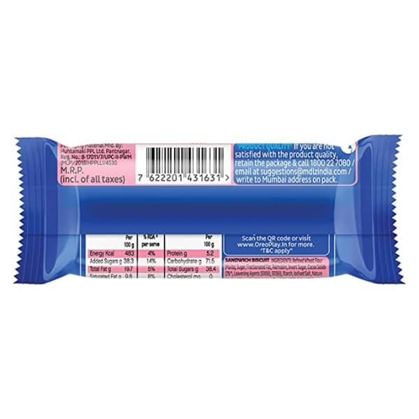 Cadbury Oreo Strawberry Creme Biscuits 50 Gms view 3