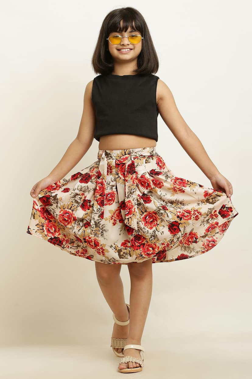 Agile Fancy Blue And Cream Pair Skirt For Girls. view 2