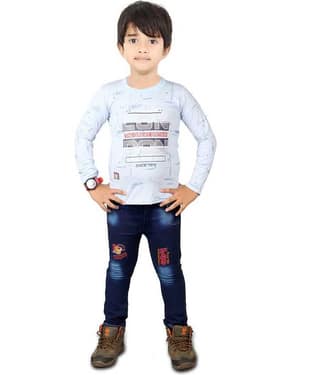 vanraj Pack of 1 Boys Cotton Blend T-Shirt & Pants Set ( Multicolor )
