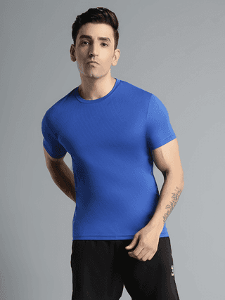 Budoc Round Neck Half Sleeve Solid Regular fit Polyester T-shirt for Men Comfortable Breathable Fabric Stretchable for Everyday Use Ideal for Yoga Training Gym Running or Performance
