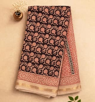 Bagh Print Maheshwari Cotton-Silk Saree – Hand Block Printed