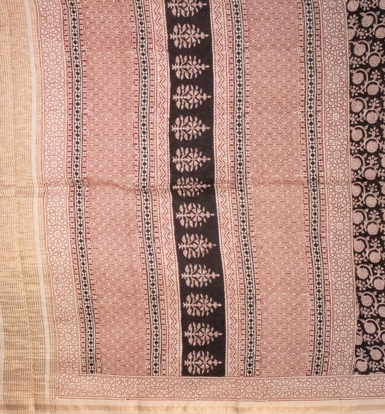 Bagh Print Maheshwari Cotton-Silk Saree – Hand Block Printed view 3