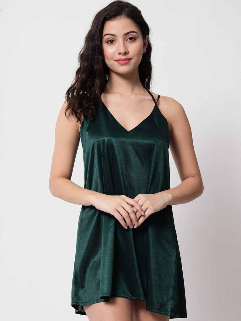 Solid Green Honeymoon Bridal Bikini Dress and Hot Babydoll Nightdress B37Gb view 4