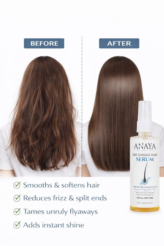 Anaya Naturals Dry Damage Hair Serum with Olive Oil & Wheat Germ Oil – Repairs, Smoothens & Adds Shine for All Hair Types (100 ml) view 4