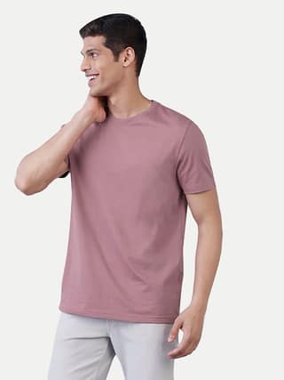 Mens Basic Peach Crew Neck T Shirt
