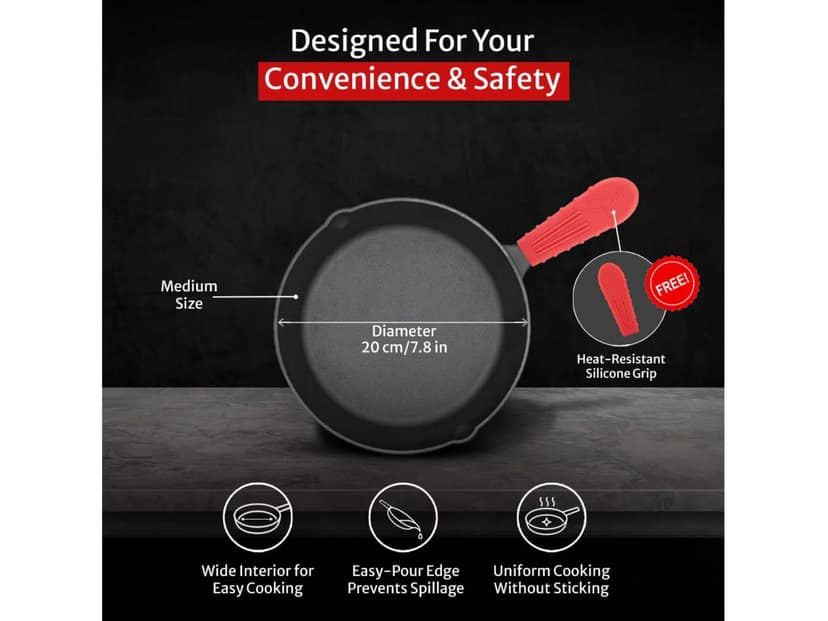 Pigeon Imperi Cast Dia Pre-seasoned Iron Fry Pan Induction Base - Black - 260mm view 2