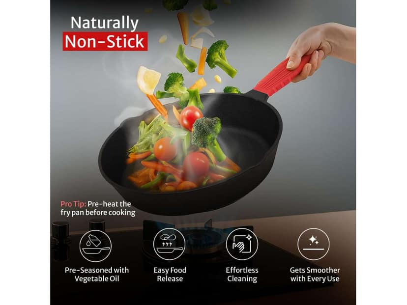 Pigeon Imperi Cast Dia Pre-seasoned Iron Fry Pan Induction Base - Black - 260mm view 3