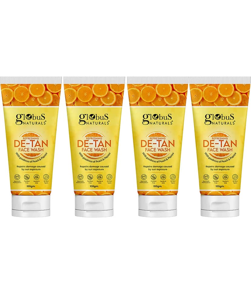 Globus Naturals DeTan Face Wash, 100ml (Pack of 4)