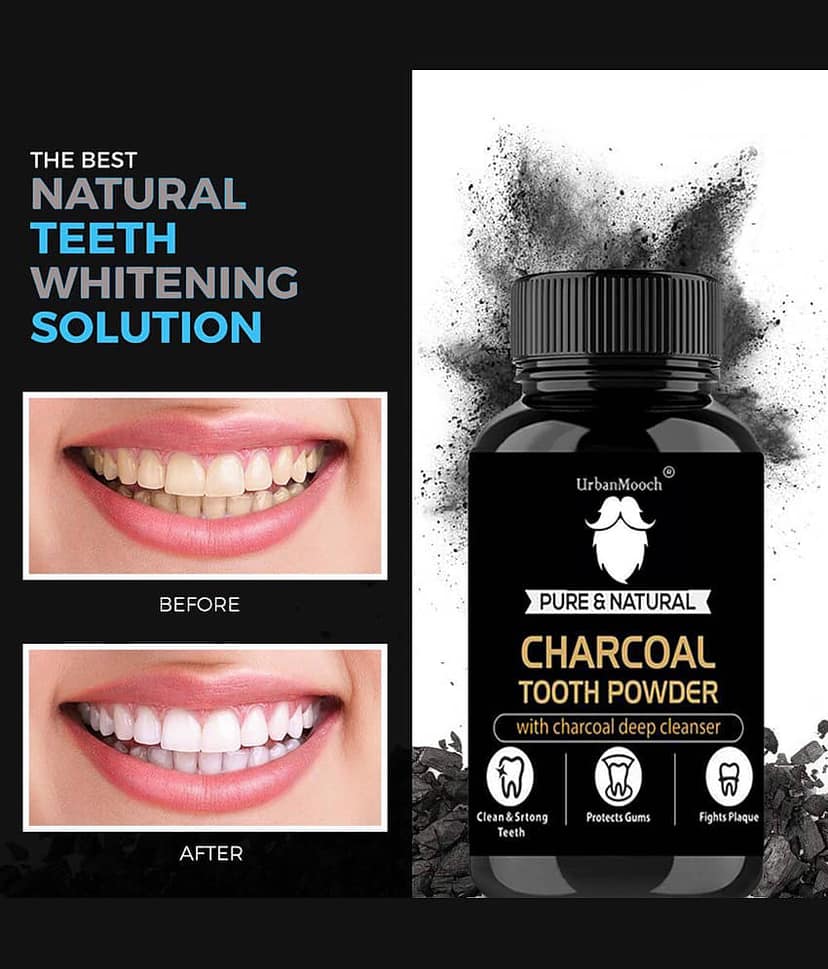 UrbanMooch Charcoal Teeth Whitening Powder - Mint Toothpowder 20 gm