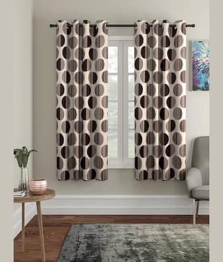 Cortina - Polka Dots Printed Room Darkening Eyelet Curtain-7 Ft-pack of 2