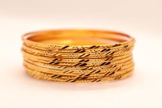 Gold Plated Textured Bangle Set of 6