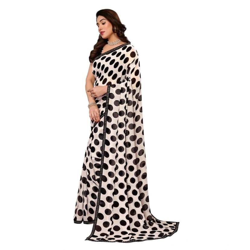 womens georgette printed saree with unstitched blouse 5mtr black pid62504 view 2