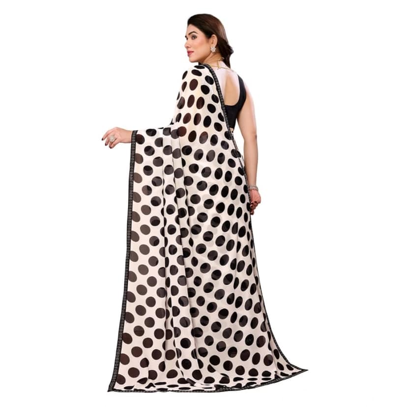 womens georgette printed saree with unstitched blouse 5mtr black pid62504 view 3