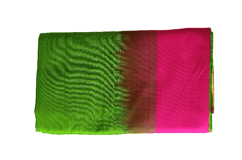 Vibrant Parrot Green & Pink Uppada Pattu Saree with Golden Zari Border - Traditional & Elegant view 6