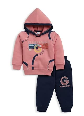 Pure Cotton Full Sleeves Winter Hoodie Sweatshirt and Full Pant Set For Boys Kids