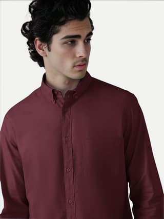 Mens Burgundy Oxford shirt
