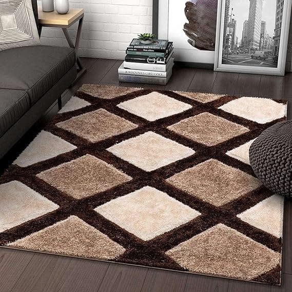 Global Home Modern Geometric 3D Textured Thick and Soft Shaggy Fur Rug & Carpet ( 4 x 6 Feet )
