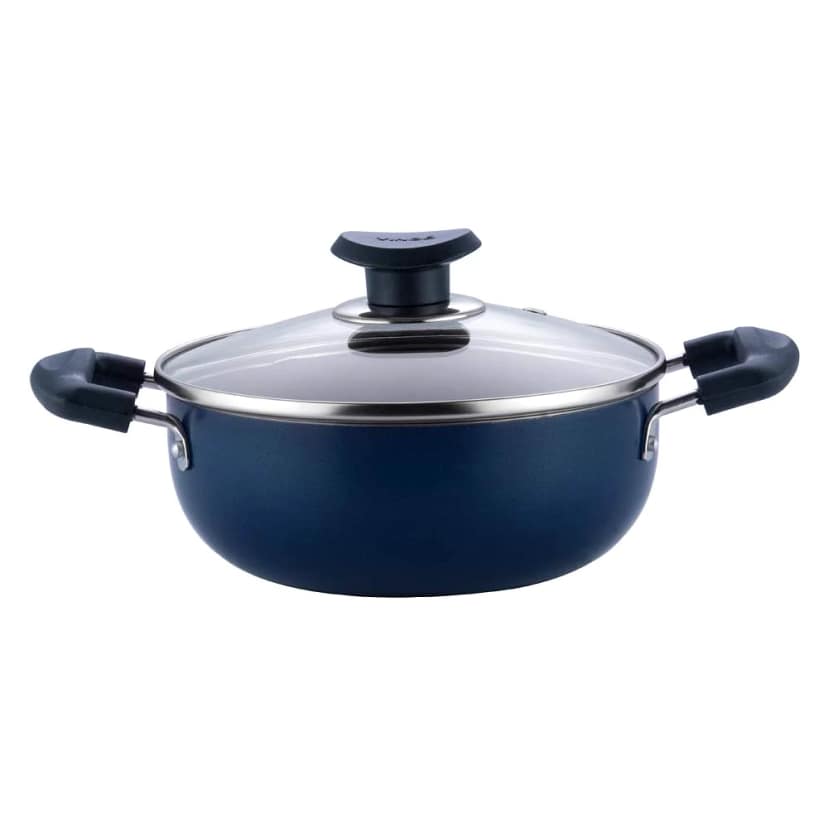 Vinod Zest Non-Stick Deep Kadai With Glass Lid (Size - 20cm/2.0ltr) by Mahavir Home Store