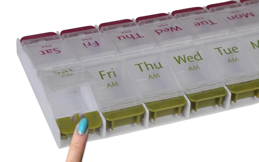 EZYFIT Pill Medicine Organizer Reminder Box 7 Days AM PM I Large Compartments for Bigger Pills Container Cases with Unique Push-Button, Pack of 1 view 2