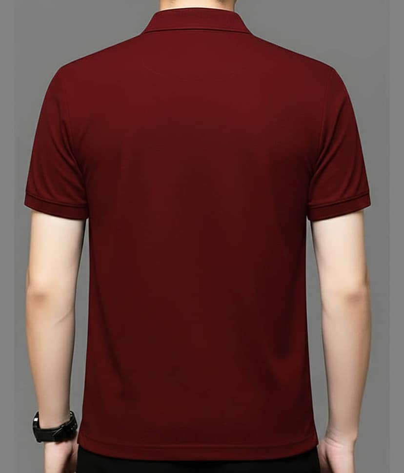 ENITOR Men Cotton Blend Regular Fit Colorblock Polo T Shirt ( Maroon ) view 2