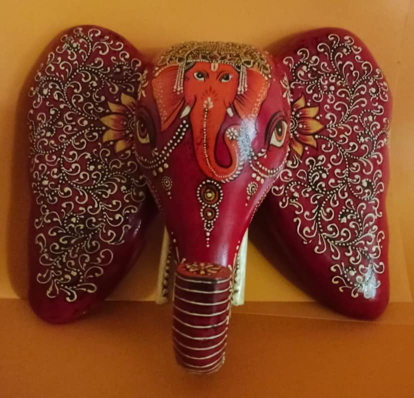 Daksh Art and Crafts decorative Wooden Elephant Head | Wall Hanging | Wall Decor for Home & Office Decor I Living Room I Guest Room I Showpiece view 2