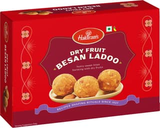 Haldiram's Dry Fruit Besan Laddu Pack | Rich Besan Ladoo with Nuts | Premium Festive Mithai Box (400 g)